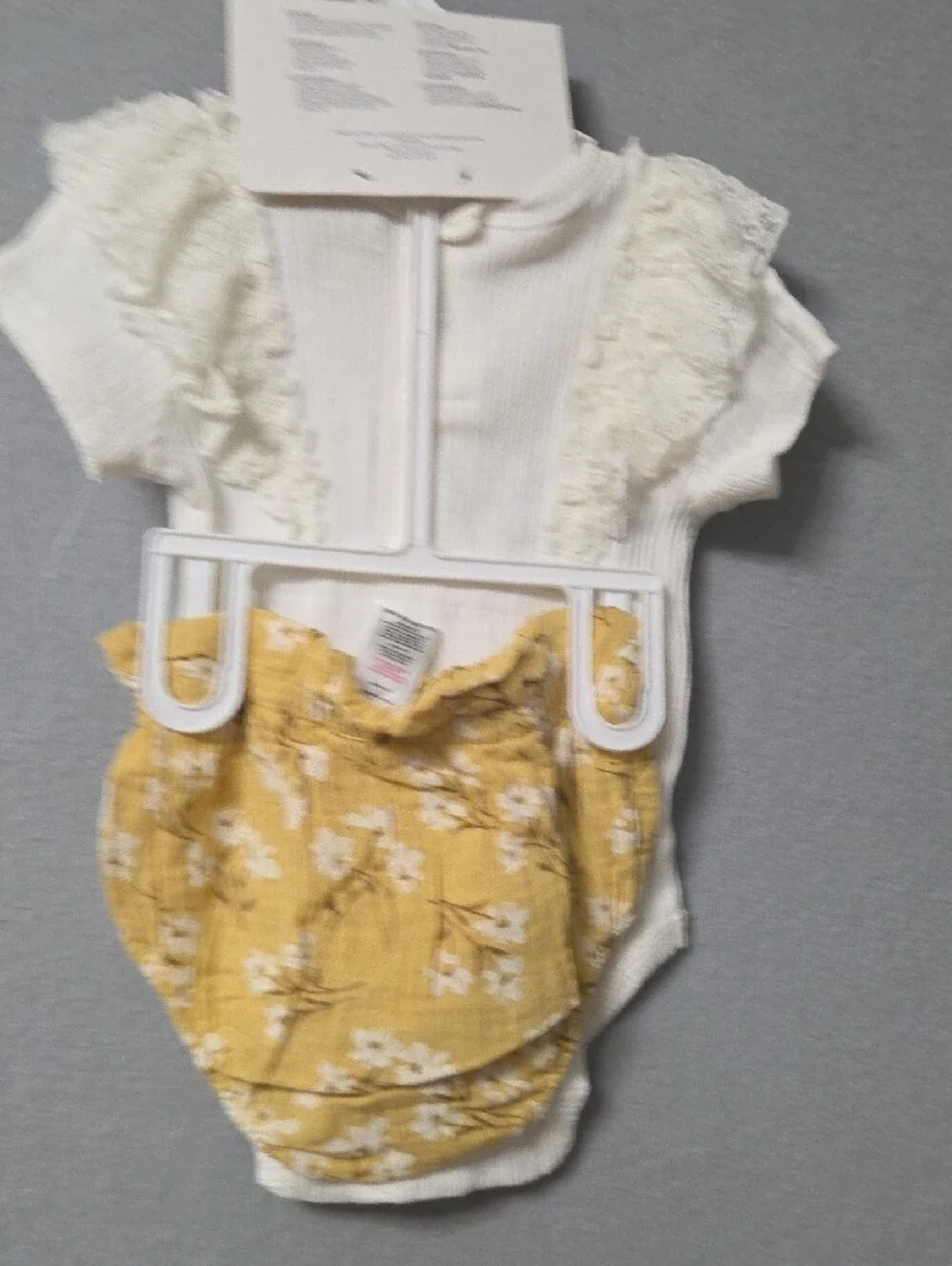 Rachel Zoe Cream Lace-Trim Ribbed Bodysuit with Socks & Headband